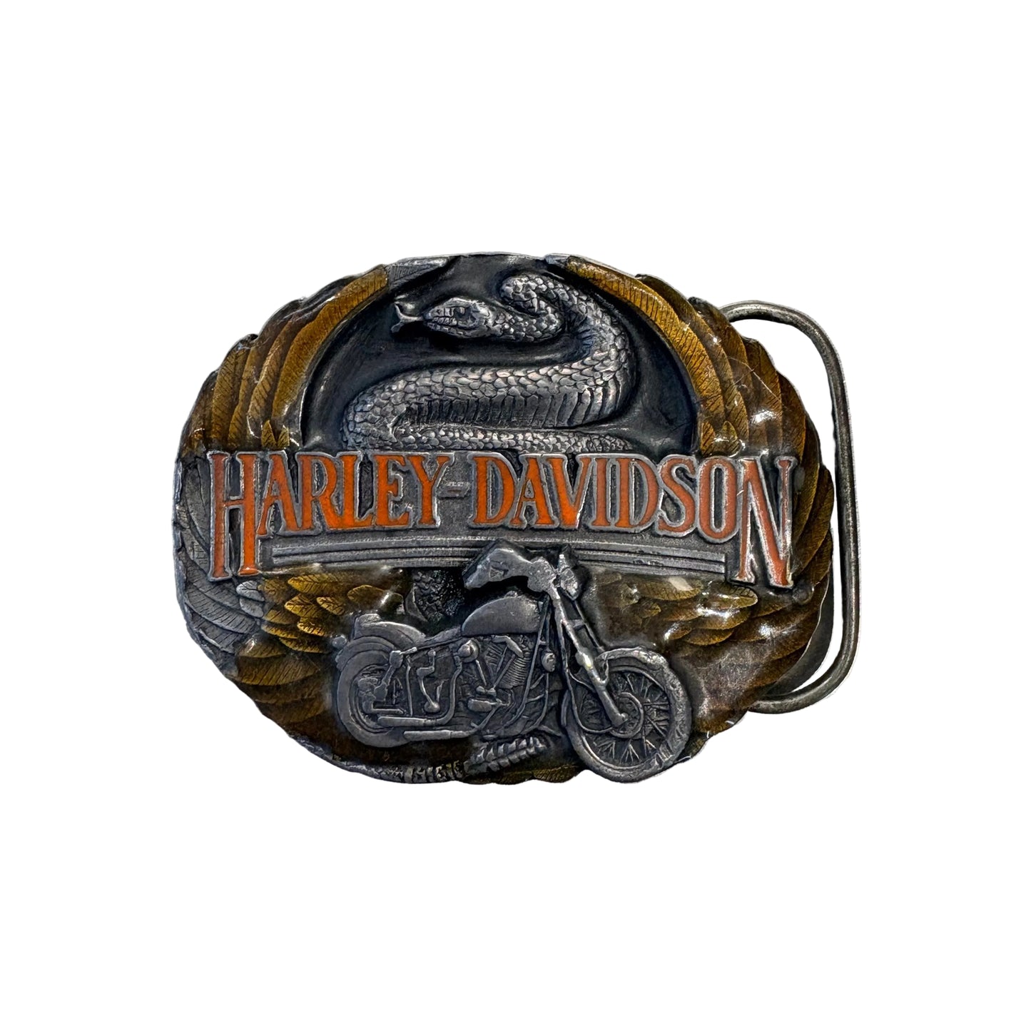 Vintage Harley Davidson Belt Buckle - Snake
