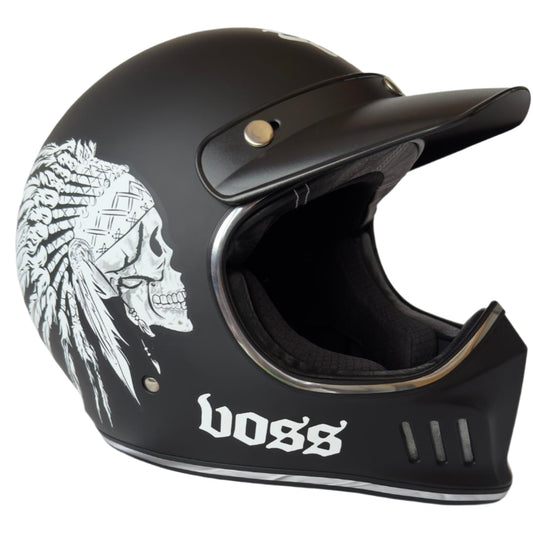 Matte Black With Design Full Face Motorcycle Helmet