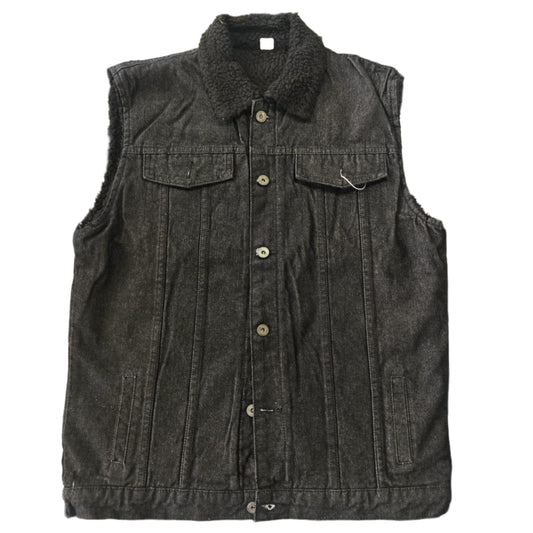Wool-Lined Black Denim Cut-Off