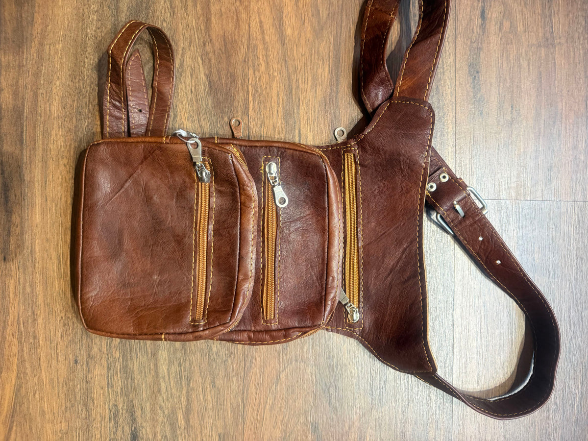 Handmade Genuine Leather Belt Bag – Vintage Brown