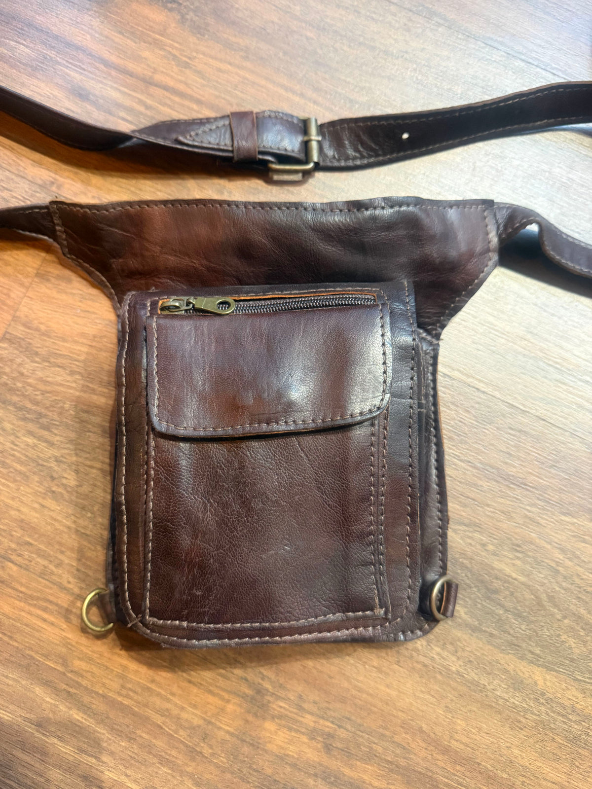 Handcrafted Genuine Leather Hip Bag – Dark Brown