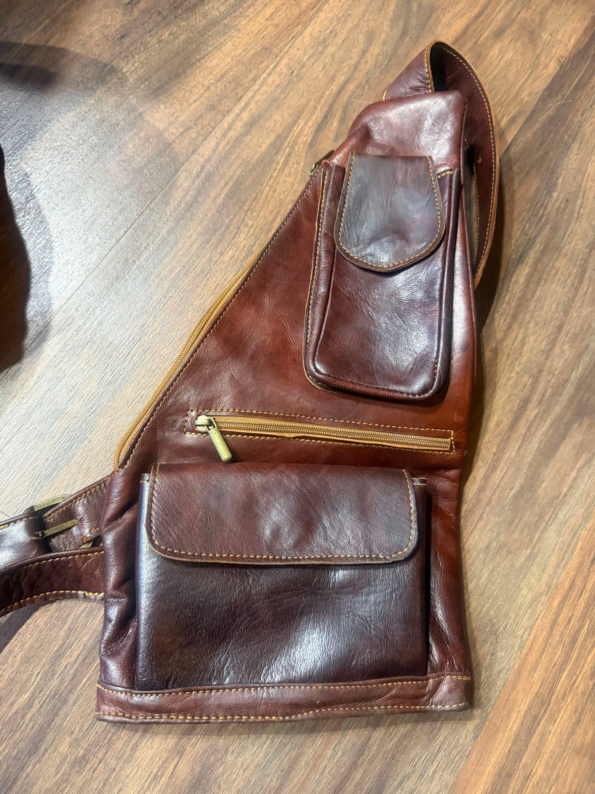 Handmade Vintage Brown Leather Sling Bag