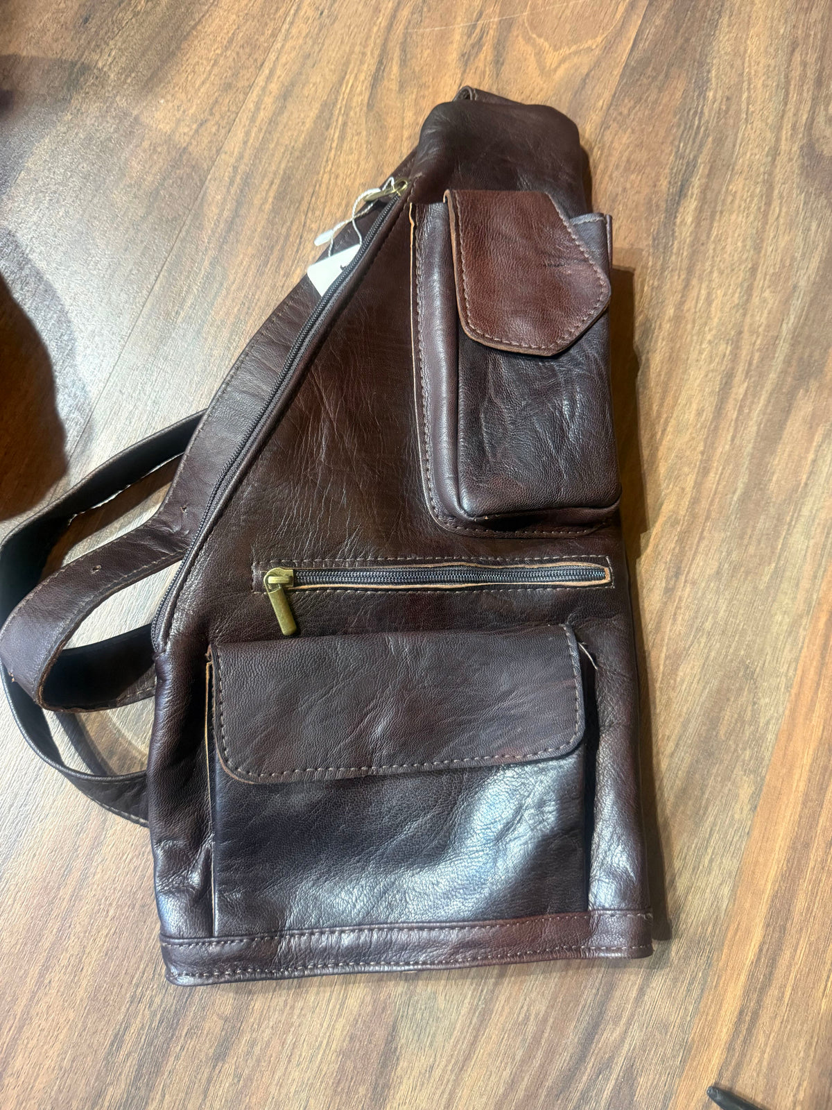 Handmade Dark Brown Leather Sling Bag