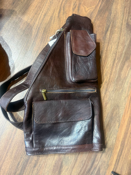 Handmade Dark Brown Leather Sling Bag