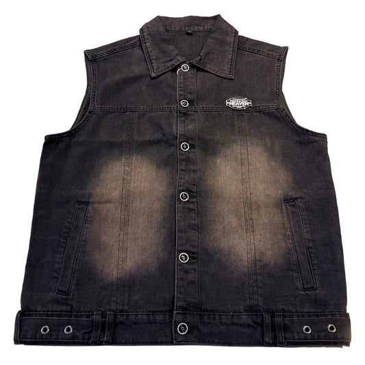 Denim Vest with Motorcycle Heaven Pin Badge - Small