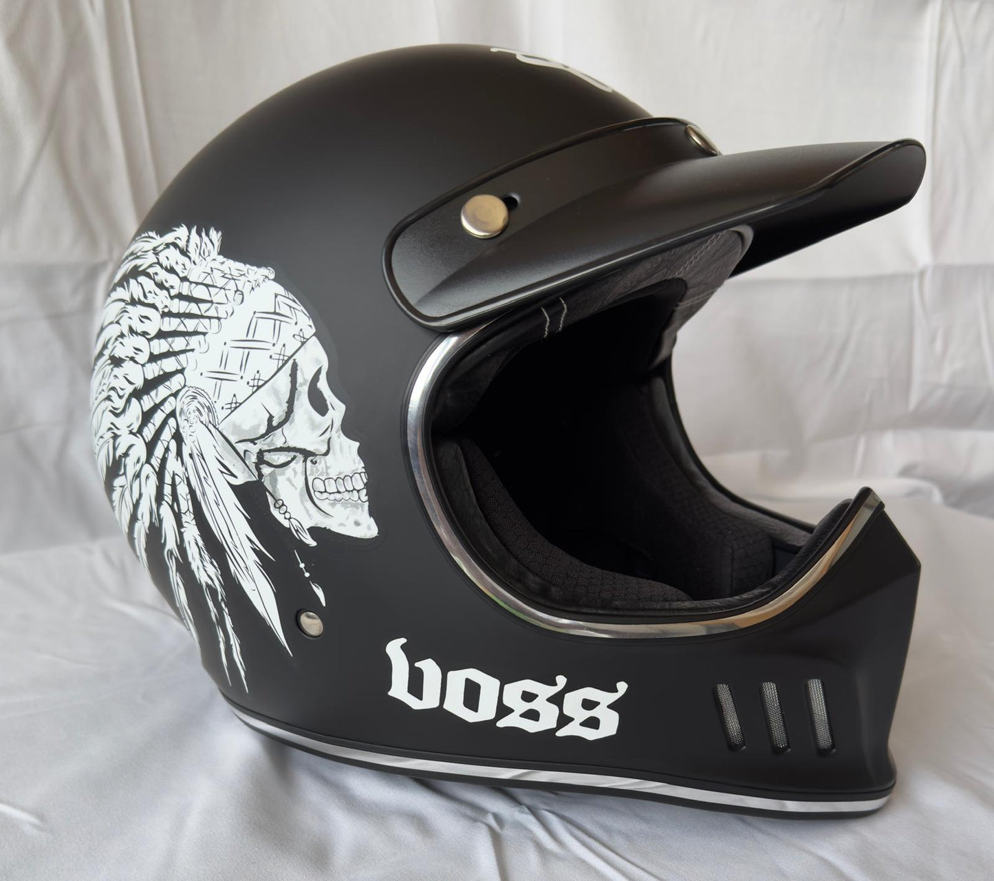 Matte Black With Design Full Face Motorcycle Helmet